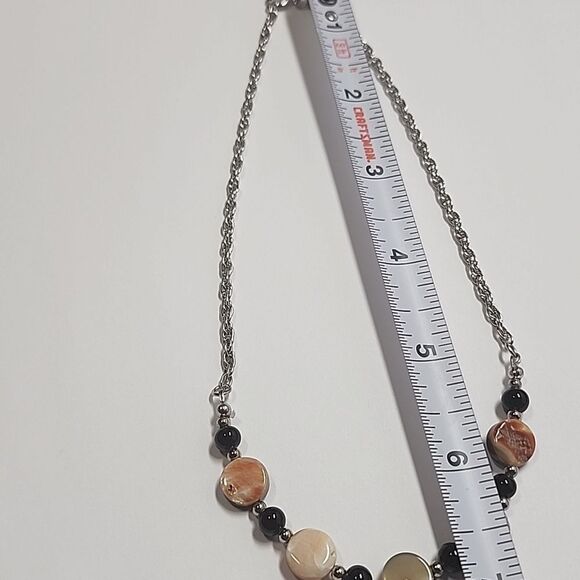 Elegant Silver and Black Necklace With Abalone Shell Beads - Picture 4 of 6